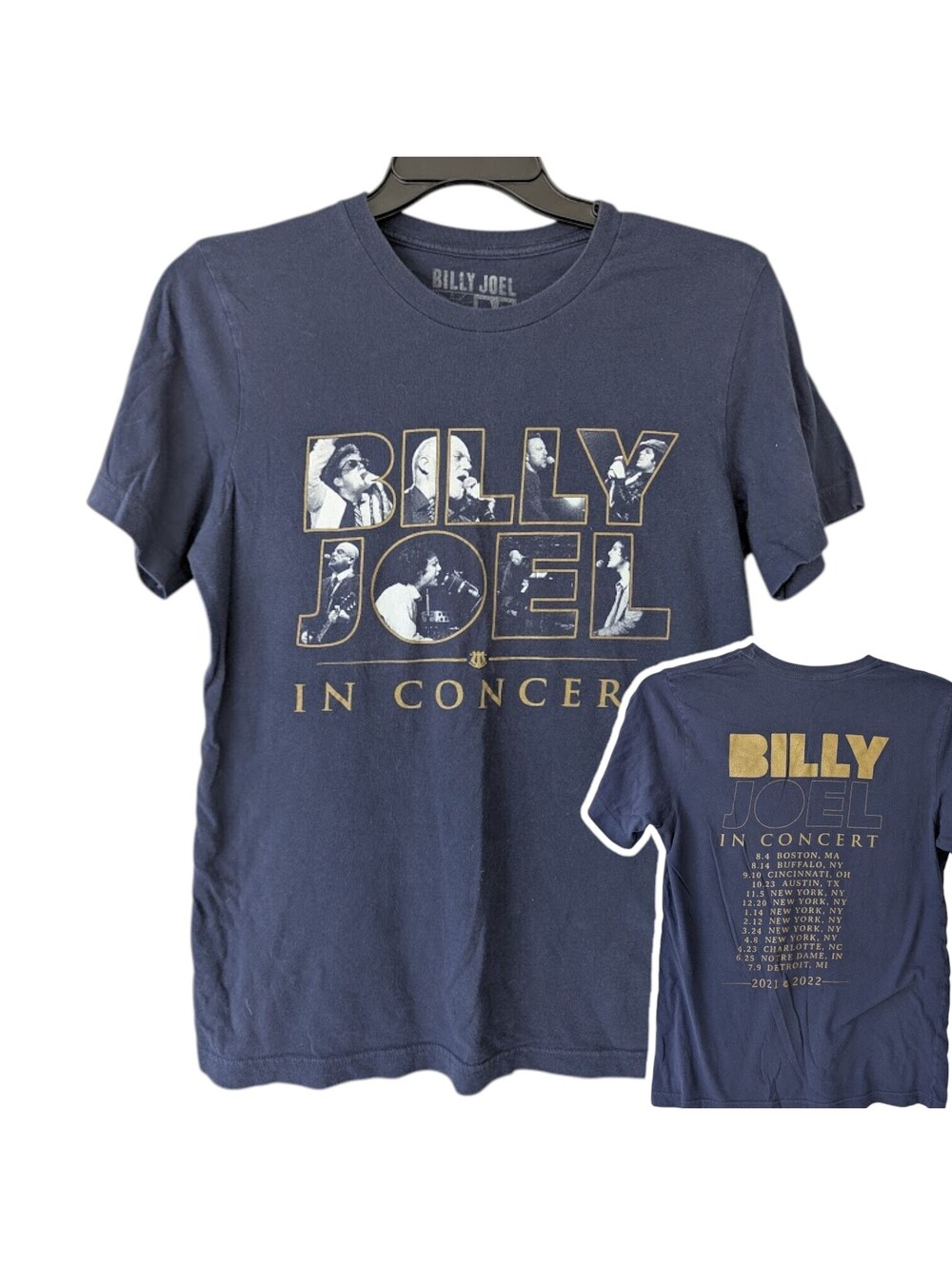 Billy Joel 2021-2022 In Concert Tour Navy T-Shirt Mens Medium Graphic Tee 19x27